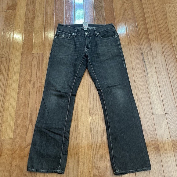 True Religion Ricky Jeans Giant Big T Size 33 Waist Inseam 32 French Gray Dark - Picture 1 of 16